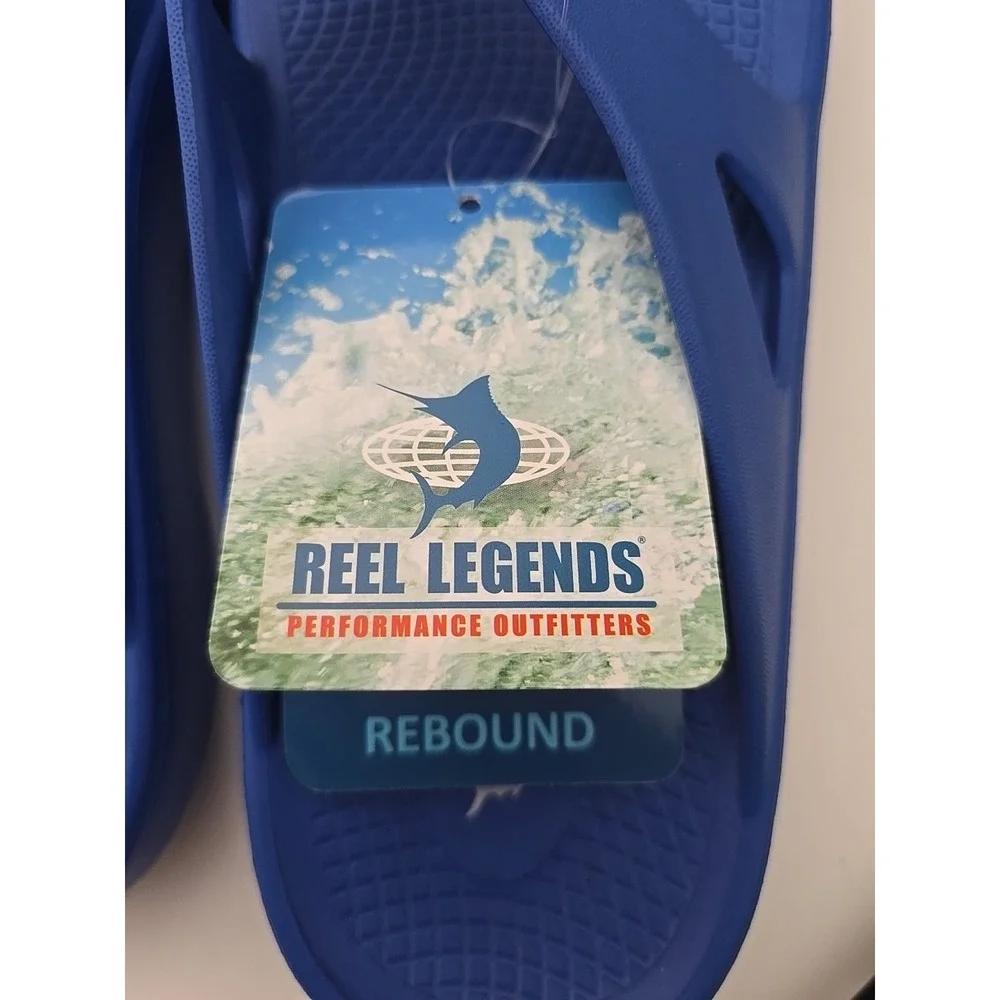 Reel Legends NWT Blue Money Flip Flop Sandals Men's Size 12 Molded Rubber Shoes
